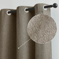 Treatmentex Chocolate Brown Blackout Linen Curtains, Grommet Top Energy Efficient Retro Burlap Linen Curtains Privacy Bedroom Dr