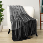 Pavilia Black Ombre Fleece Throw Blanket For Couch, Soft Flannel Blanket For Sofa Bed Room, Plush Lightweight Dark Gray Black Gr