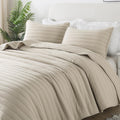 Roaringwild Neutral Beige King Size Quilt Bedding Sets With 2 Pillow Shams, Lightweight Soft Bedspread Coverlet, Quilted Blanket