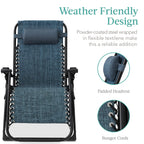 Best Choice Products Oversized Zero Gravity Chair, Folding Outdoor Patio Recliner, Xl Anti Gravity Lounger W/Removable Cushion, Cup Holder, Side Tray, 350Lb Capacity - Graphite Blue