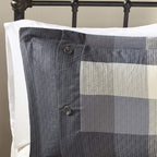 Madison Park Ridge Comforter Set - Cabin Lodge Plaid Herringbone Design, All Season Down Alternative Cozy Bedding With Matching Bedskirt, Shams, Decorative Pillow, Grey King(104'X92') 7 Piece