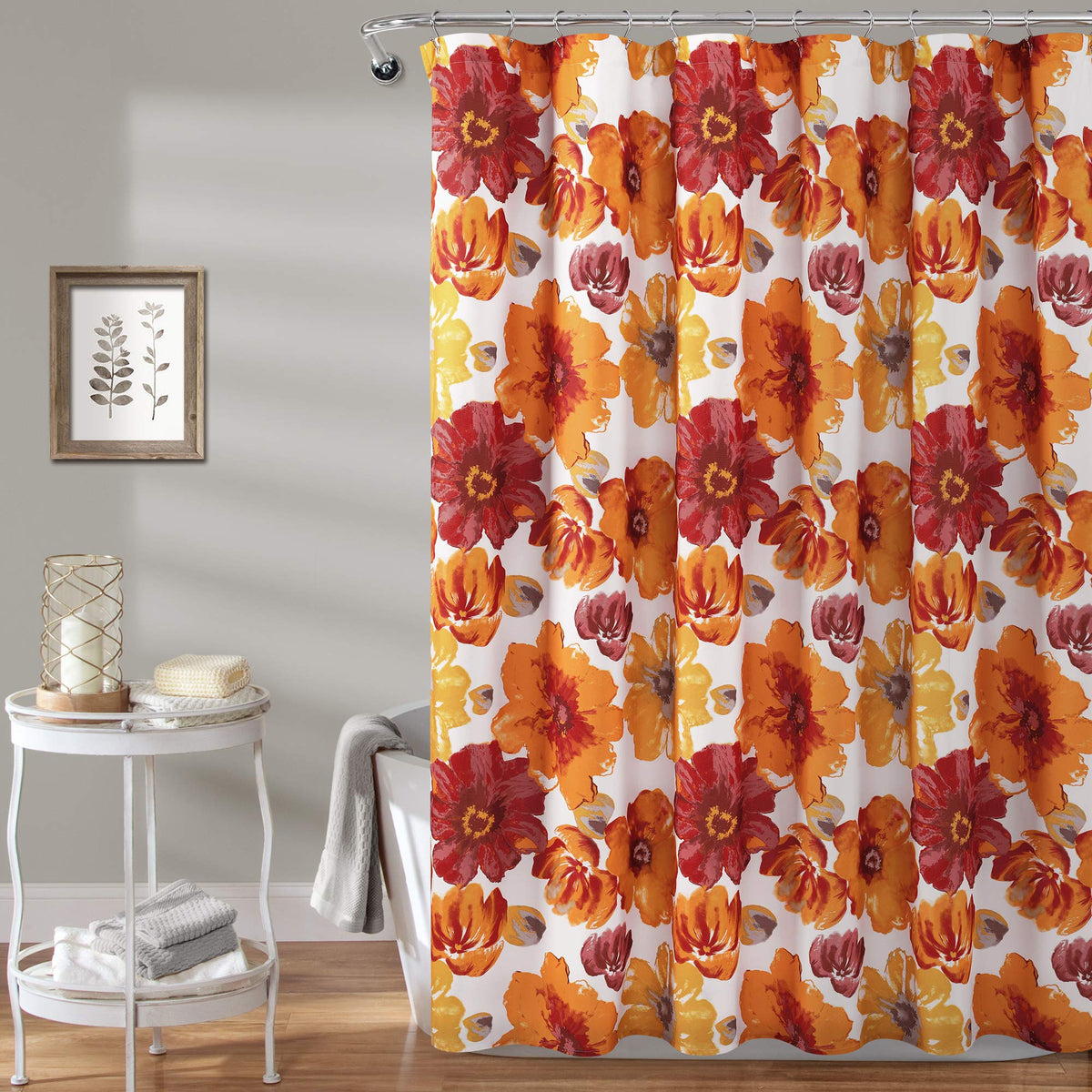 Lush Decor Leah Shower Curtain, 72' X 72', Red
