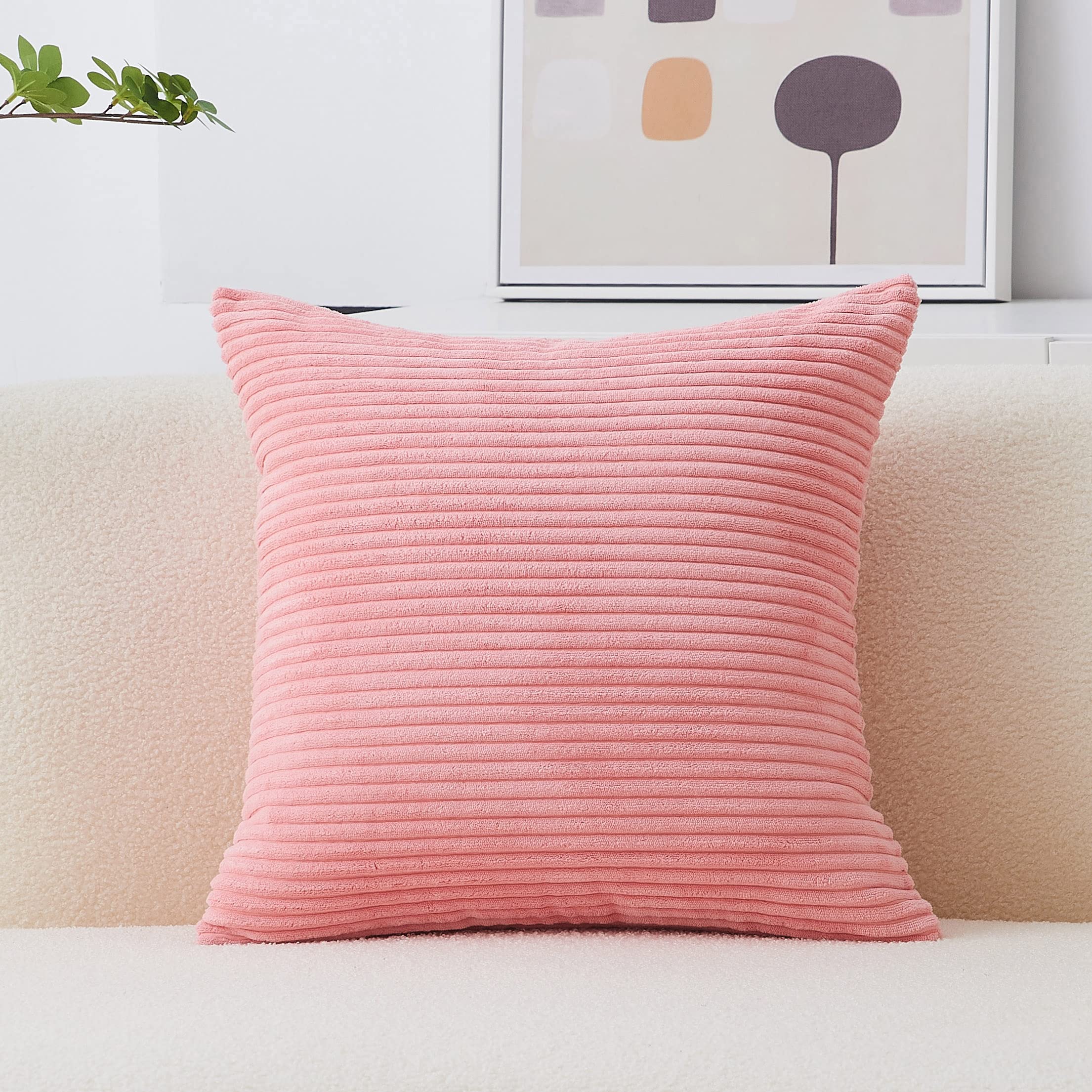 Home Brilliant Coral Pillows Barbie Decorative Throw Pillows For Sofa Bed Euro Sham Square Striped Velvet Super Soft Throw Pillo