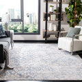 SAFAVIEH Amelia Collection Accent Rug - 4 x 6, Light Grey & Blue, Modern Trellis Distressed Design, Non-Shedding & Easy Care, 
