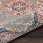 Nourison Passion Grey 2'2' X 7'6' Area Rug, Boho, Traditional, Easy Clean, Non Shedding, Bed Room, Living Room, Hallway, (8' Runner)