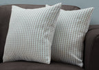 Monarch Specialties I 9231 Pillows, Set of 2, 18 X 18 Square, Insert Included, Decorative Throw, Accent, Sofa, Couch, Bedroom, Polyester, Blue, Grey