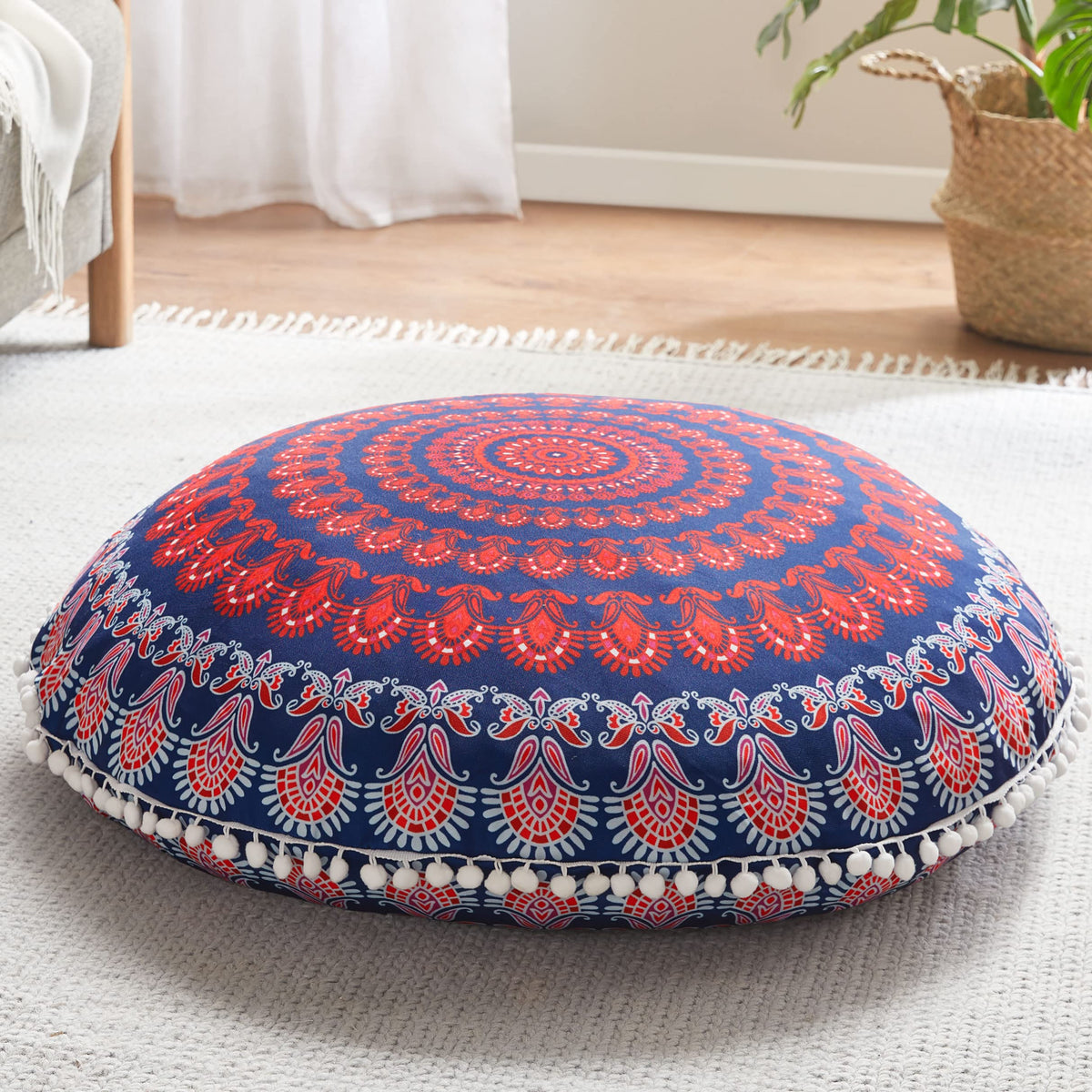Codi 32 Inch Round Floor Pillow, Large Meditation Pouf Cushion , Memory Foam Stuffer Circle Throw Pillows - (Purple Orchid, 1 Co