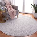 SAFAVIEH Adirondack Collection Area Rug - 6 Round, Ivory & Silver, Oriental Medallion Design, Non-Shedding & Easy Care, Ideal f