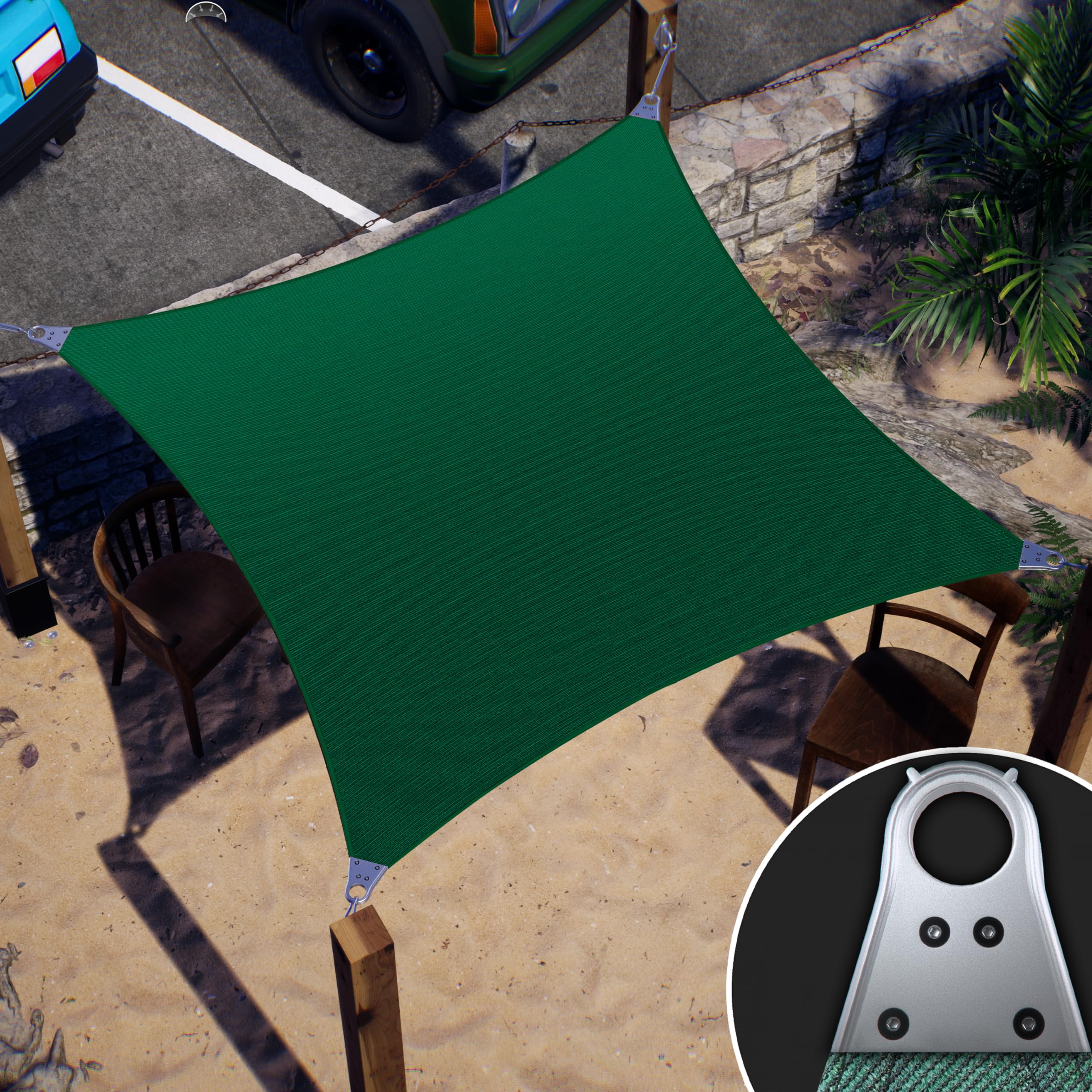 Colourtree Super Ring 18' X 22' Green Rectangle Sun Shade Sail, Commercial Grade Upf50 Canopy, Reinforced Corners & Edges, 260 G