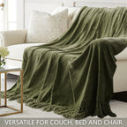 Long Create Chenille Throw Blanket For Couch 60''X 80'' Twin, Soft Cozy Throw Blanket With Fringe Tassel For Bed Sofa Chair, Lig