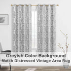 Mrs.Naturall Grey Pattern Curtains 63 Inch Length For Bedroom 2 Panels 50% Blackout Beautiful Paisley Textured Decorative Curtains For Living Room