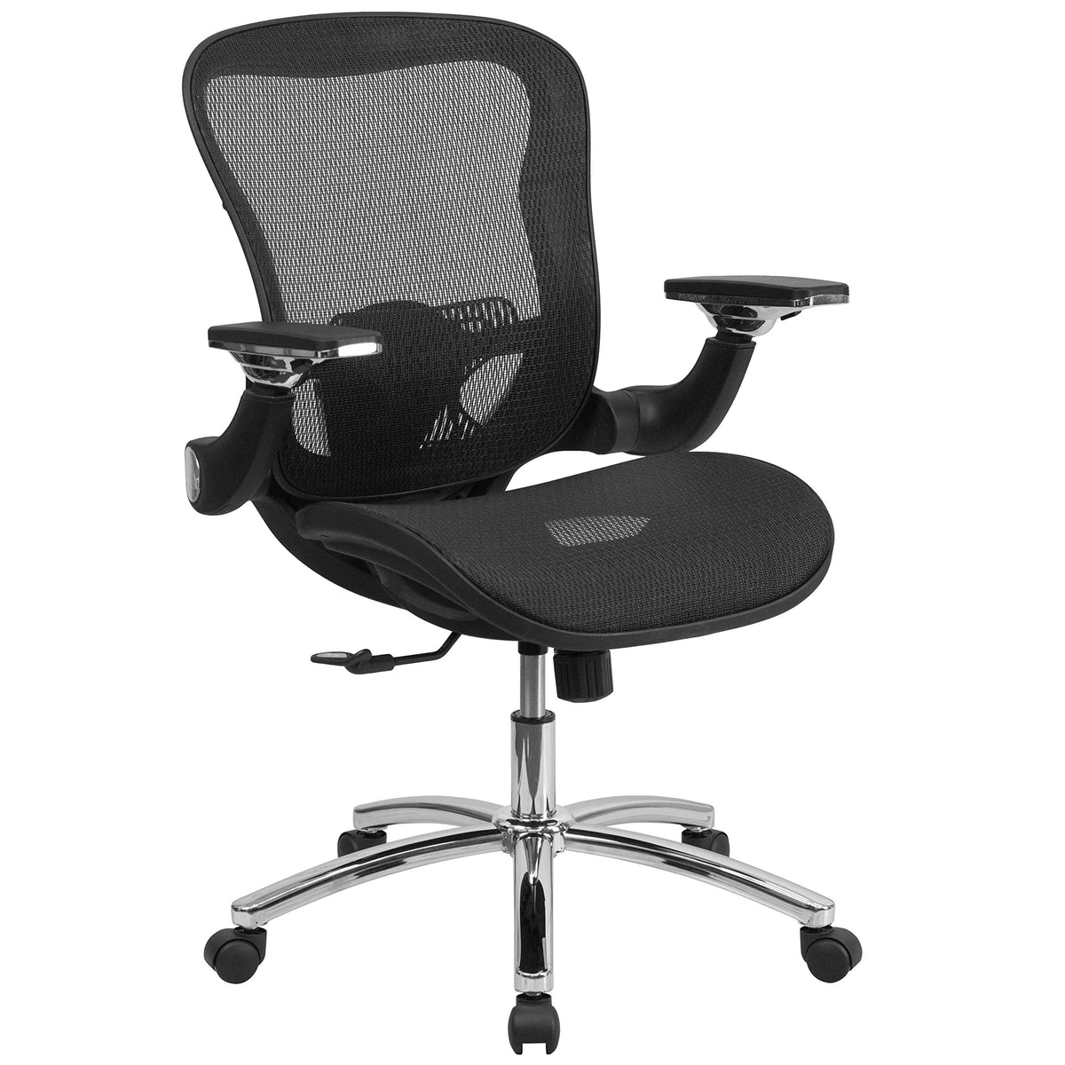 Flash Furniture Sam Mid-Back Transparent Black Mesh Executive Swivel Ergonomic Office Chair with Synchro-Tilt & Height Adjustable Flip-Up Arms