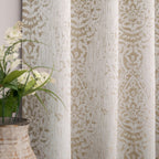 Mrs.Naturall Tan Paisley Curtains For Bedroom 96 Length 50% Blackout Boho Print Bas Relief Extra Long Tufted Curtains For Living Room,52X96 Inches Long