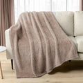 Pavilia Sherpa Throw Blanket For Couch Sofa, Taupe Tan Fluffy Warm Plush Blanket For Twin Bed, Cozy Super Soft Lightweight Throw