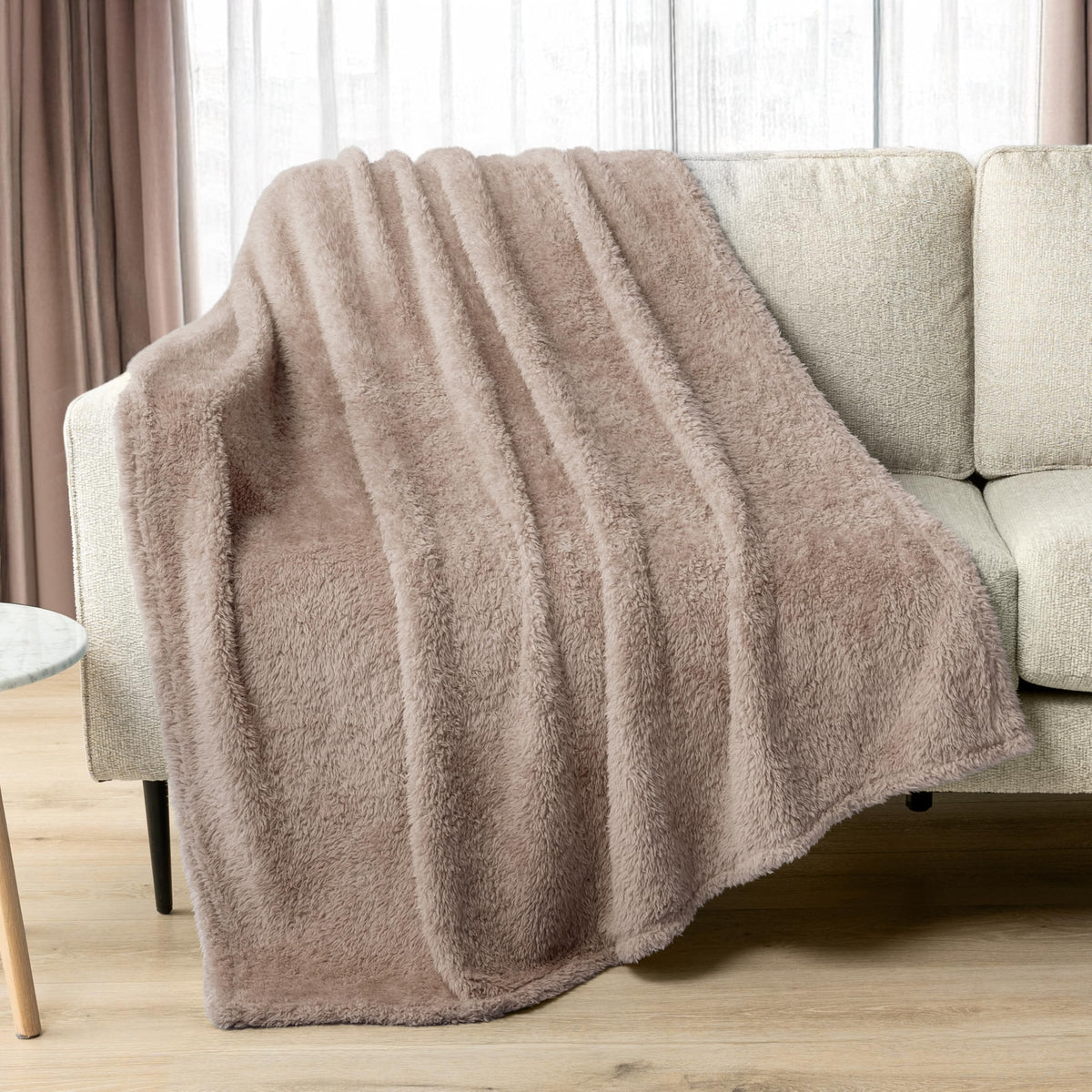 Pavilia Sherpa Throw Blanket For Couch Sofa, Taupe Tan Fluffy Warm Plush Blanket For Twin Bed, Cozy Super Soft Lightweight Throw