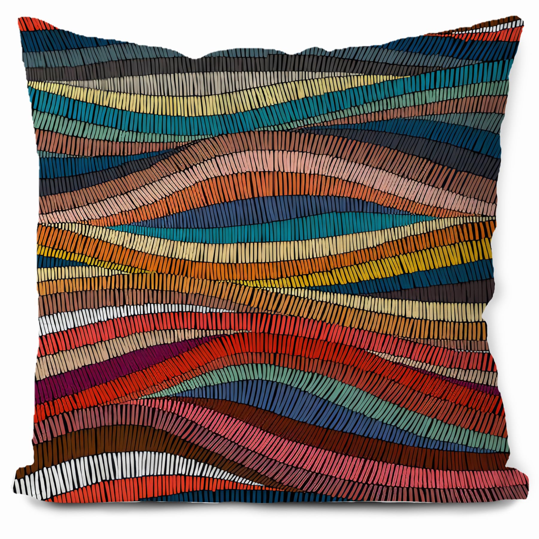 Likjad Boho Colorful Pillow Covers,Mid Century Modern Decor Throw Pillow Covers 18X18, Bohemian Print Decor Pillow Case,Rainbow