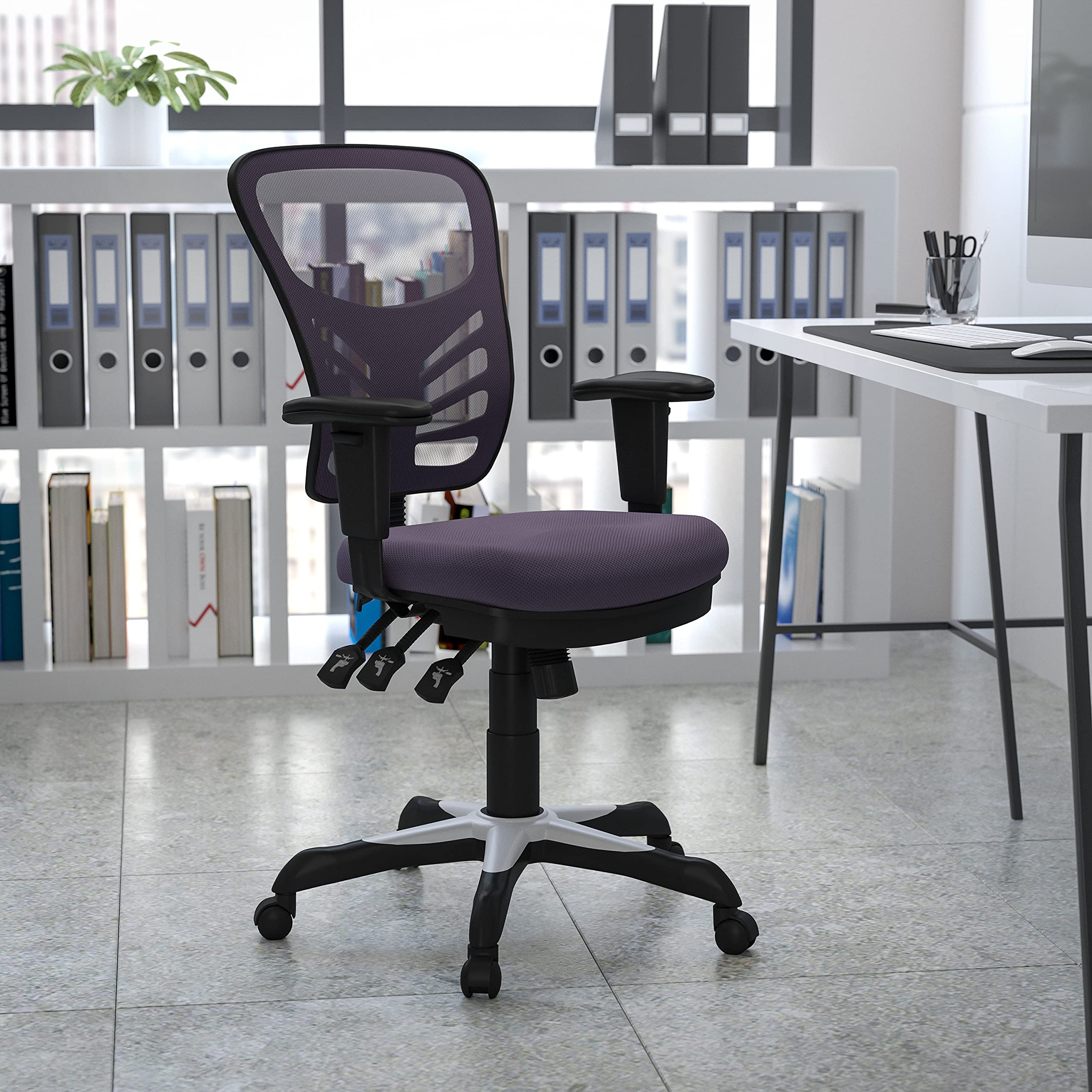 Flash Furniture Nicholas Mid-Back Swivel Office and Gaming Chair, Ergonomic Mesh Office Chair with Adjustable Lumbar Support and Height, Dark Gray