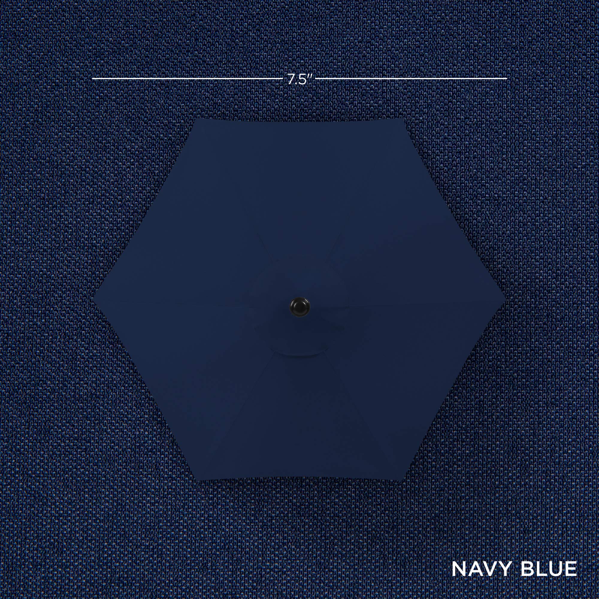 Best Choice Products 7.5Ft Heavy-Duty Round Outdoor Market Table Patio Umbrella W/Steel Pole, Push Button Tilt, Easy Crank Lift - Navy Blue