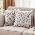 Sochow Decorative Throw Pillow Covers 18X18 Inches Set Of 2, Soft Leopard Print Flannel Fleece Pillowcase Square Cushion Covers