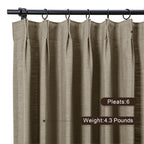 Twopages Extra Long Linen Pinch Pleated Drape For Living Room, Double Layer Lined Light Filtering Curtain Room Darkening Window