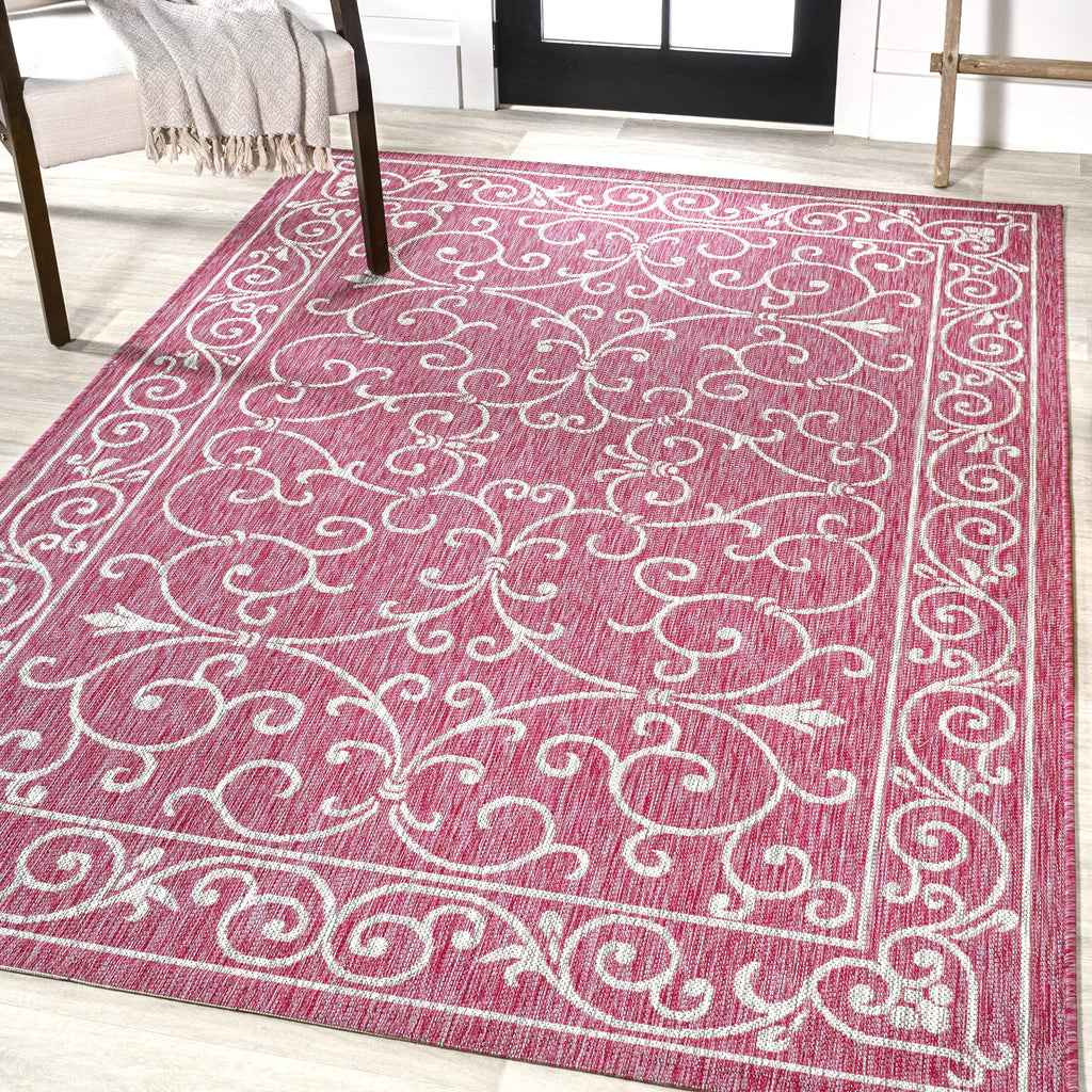 Jonathan Y Smb106J-8 Charleston Vintage Filigree Textured Weave Indoor Outdoor Area-Rug, Classic Traditional Easy-Cleaning,Bedro