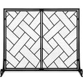 Best Choice Products 44x33in 2-Panel Handcrafted Wrought Iron Decorative Mesh Geometric Fireplace Screen, Fire Spark Guard w/Mag