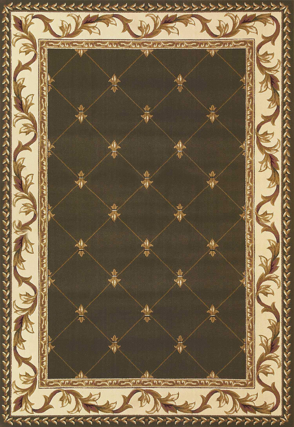 HomeRoots Polypropylene 3x5 green Machine Woven Hand carved Fleur De Lis Indoor Area Rug