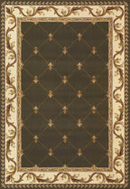 HomeRoots Polypropylene 3x5 green Machine Woven Hand carved Fleur De Lis Indoor Area Rug