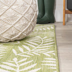 Jonathan Y Smb119D-5 Nevis Palm Frond Indoor Outdoor Area Rug, Coastal, Casual, Country Easy Cleaning,Bedroom,Kitchen,Backyard,Patio,Non Shedding, Green/Cream, 5 X 8