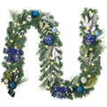 Valery Madelyn 9 feet Pre-Lit Christmas Garland with Light for Mantle, Lighted Battery Operated Xmas Garland with Silver Blue Ba