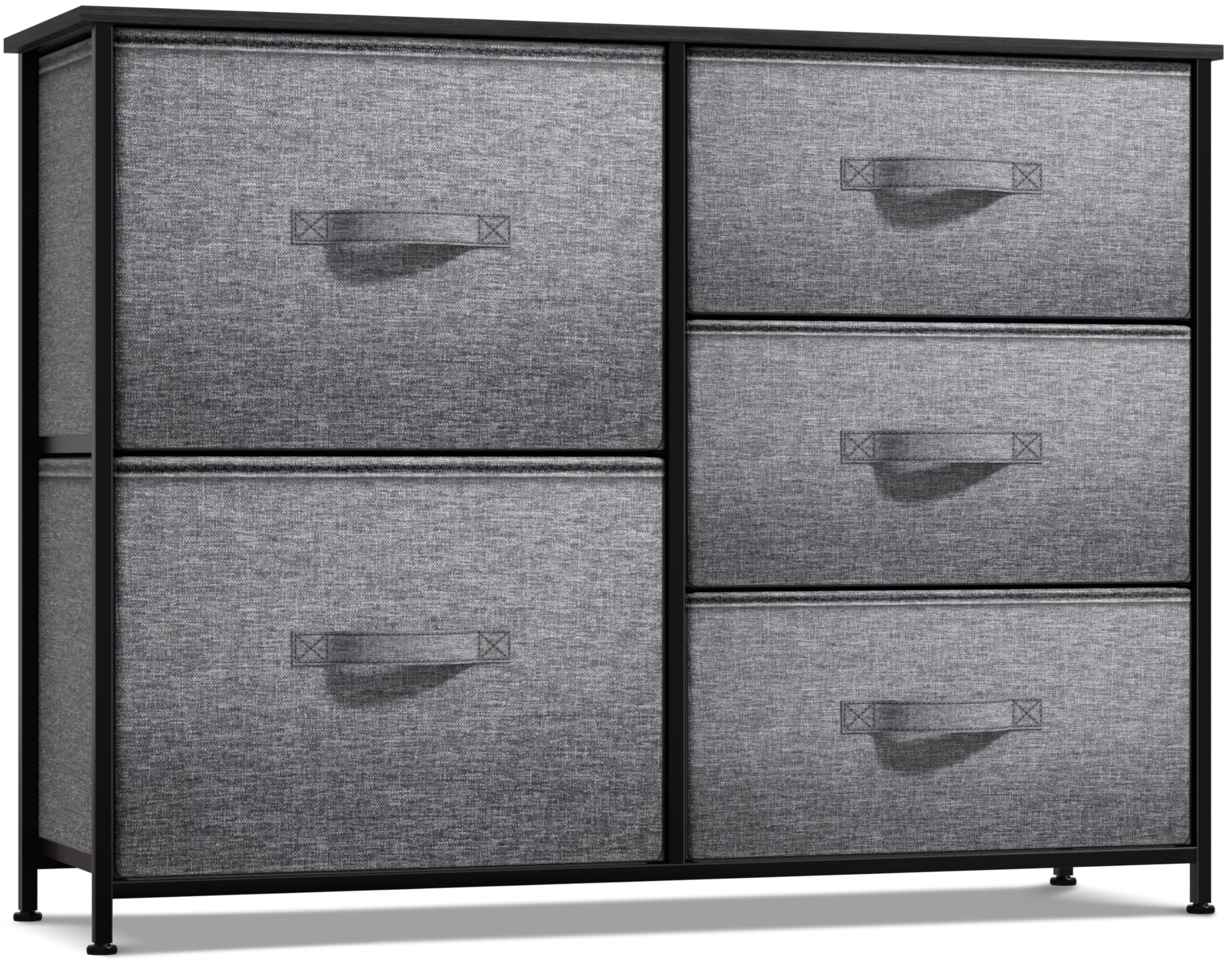 Sorbus Dresser with 5 Drawers - Chest Organizer Unit with Steel Frame Wood Top & Handle Easy Pull Fabric Bins for Clothes - Stor