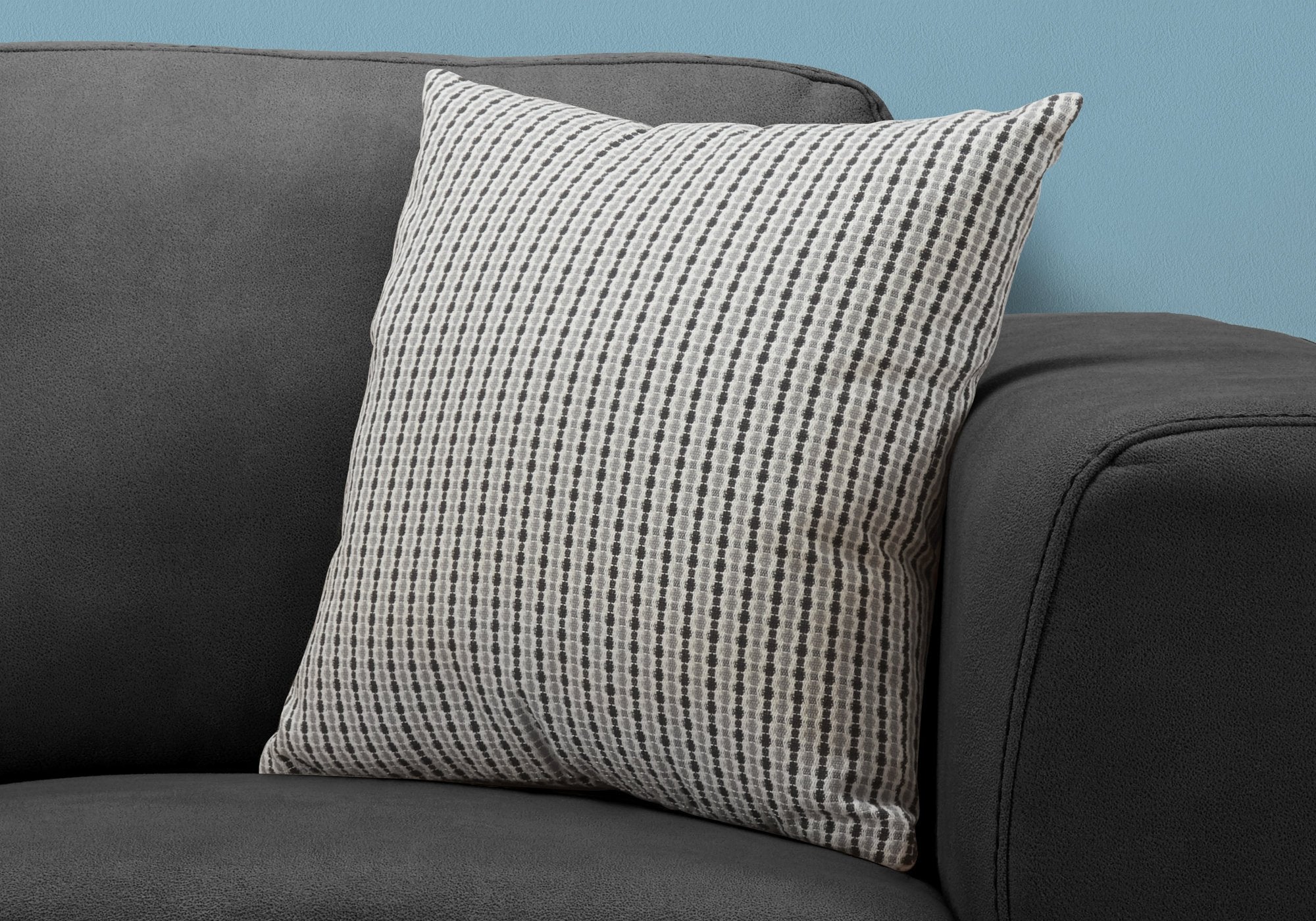 Monarch Specialties 9236, 18 X 18 Square, Insert Included, Decorative Throw, Accent, Sofa, Couch, Bedroom, Polyester, Hypoallergenic, Pillow 18'X 18' Light Grey Black Abstract Dot 1Pc