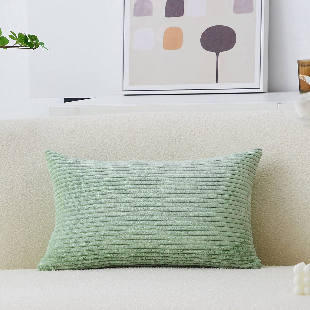 Home Brilliant 12X20 Pillow Cover Decorate Pillow Cushion Cover Super Soft Corduroy Striped Solid Rectangle Throw Pillowcase For