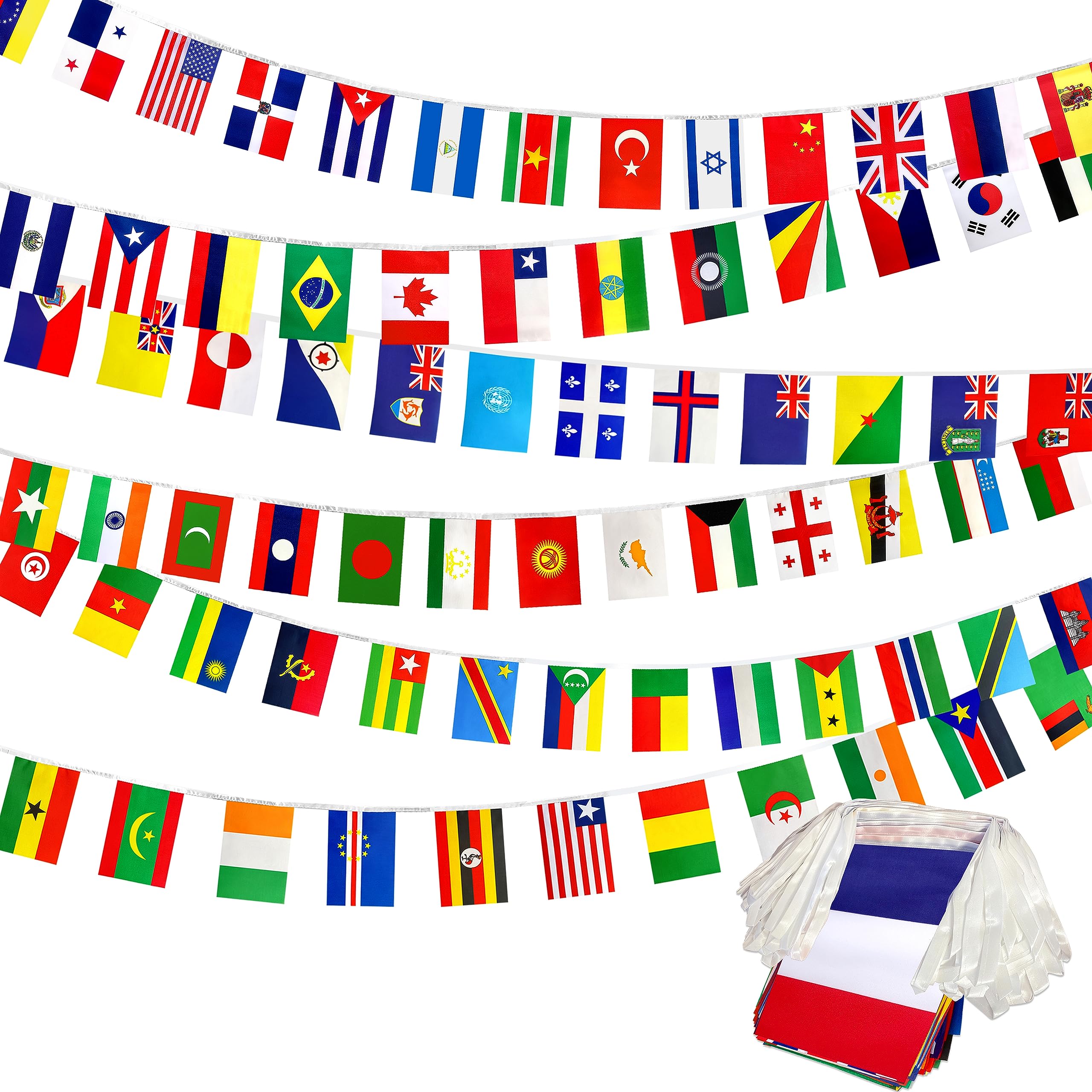 Consummate 224 Countries International World String Flags Banner Set Small Mini National Bunting Flags,All Countries Flags For O