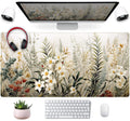 Beige Aesthetic Sage Desk Mat Cute Watercolor Flowers Mouse Pad Desk Pad, Xxl Large Extended Gaming Anime Mousepad Big Keyboard