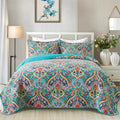 Vaputar Quilt Queen Bedding Set - Soft Cotton Quilts With Paisley Floral Pattern - Lightweight Reversible Bedspreads For Farmhou