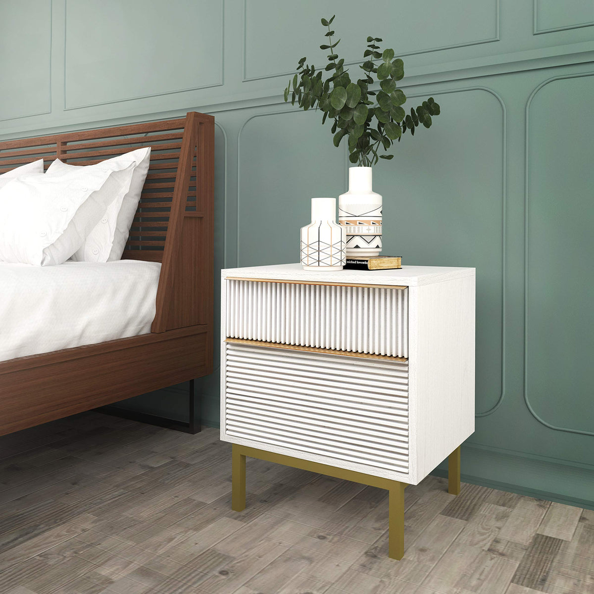 Hopper Studio Avant White 2 Drawer Nightstand