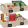 Best Choice Products Set of 4 13x12in Water Hyacinth Pantry Baskets, Woven Organizers w/Chalkboard Label, Chalk Marker - White