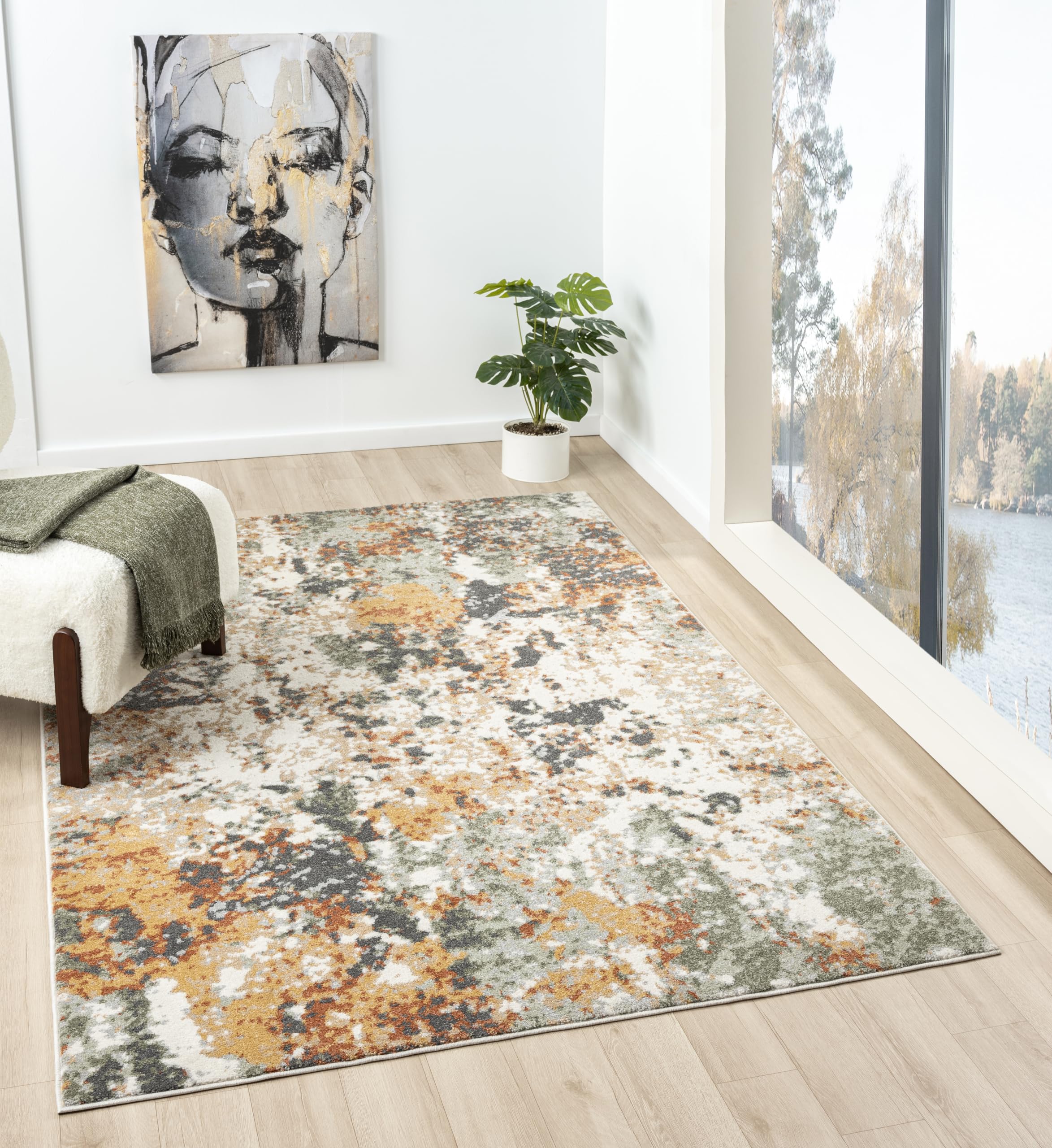 Keen Home Design Area Rugs - 5x8 Non-Shedding, Abstract Rugs for Kitchen, Living Room, Bedroom, Dining Room, Entryway - Size: 5