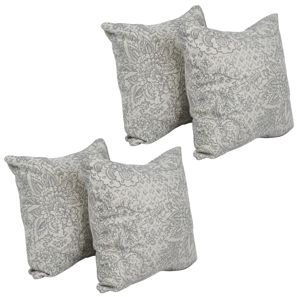 Blazing Needles Square Jacquard Throw Pillows, 17", Paislfrt Mica 4 Count