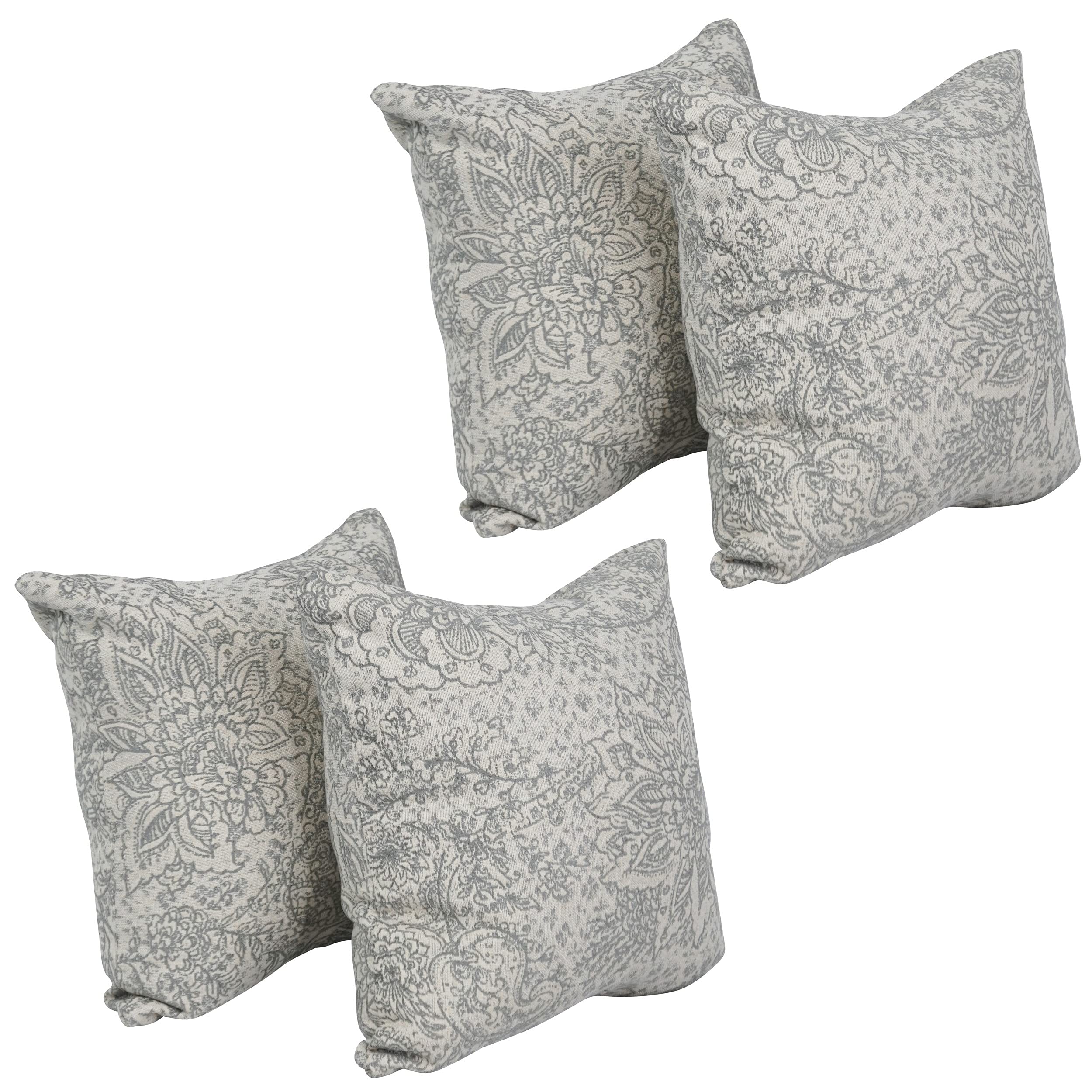 Blazing Needles Square Jacquard Throw Pillows, 17", Paislfrt Mica 4 Count