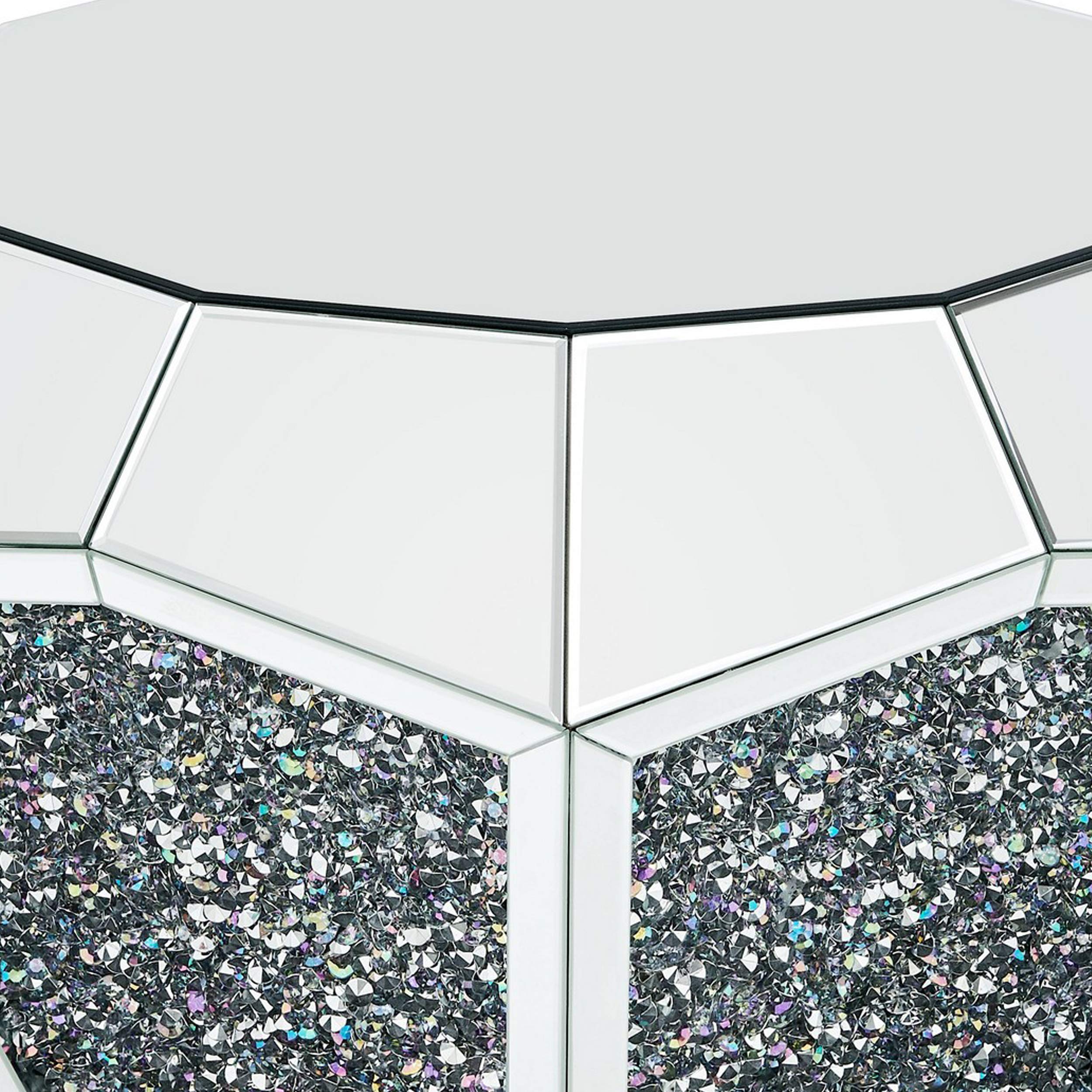 Benjara Mirror Octagonal Shape Coffee Table - Thumbnail 3
