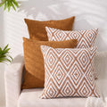 Hpuk Decorative Throw Pillow Covers Set Of 4 Geometric Design Linen Cushion Cover For Couch Sofa Living Room, 20'X20' Inches,