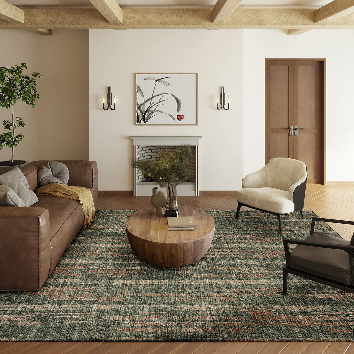 Addison Rugs Rylee Ary36 Green Washable 9' X 12' Indoor Outdoor Area Rug, Easy Clean, Machine Washable, Non Shedding, Bedroom, Entry, Living Room, Dining Room, Kitchen, Patio Rug