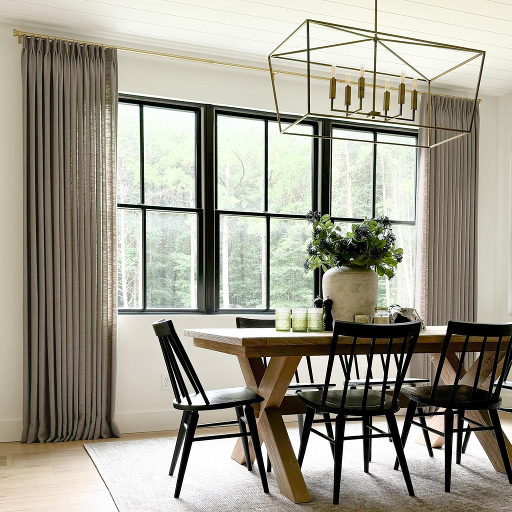 Twopages Dim Grey Linen Pinch Pleat Drape For Dining Room, Room Darkening Light Filtering Double Layer Lined Curtain Window Trea