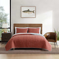 Eddie Bauer - King Quilt Set, Soft Reversible Bedding With Matching Shams, Fishing Inspired Home Decor (Troutdale Orange, King)