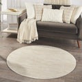 Nourison Essentials Indoor/Outdoor Ivory Beige 4' X Round Area Rug, Easy Cleaning, Non Shedding, Bed Room, Living Room, Dining R
