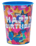 American Greetings Confetti Birthday Party Supplies, 16 oz. Reusable Plastic Cups (8-Count)