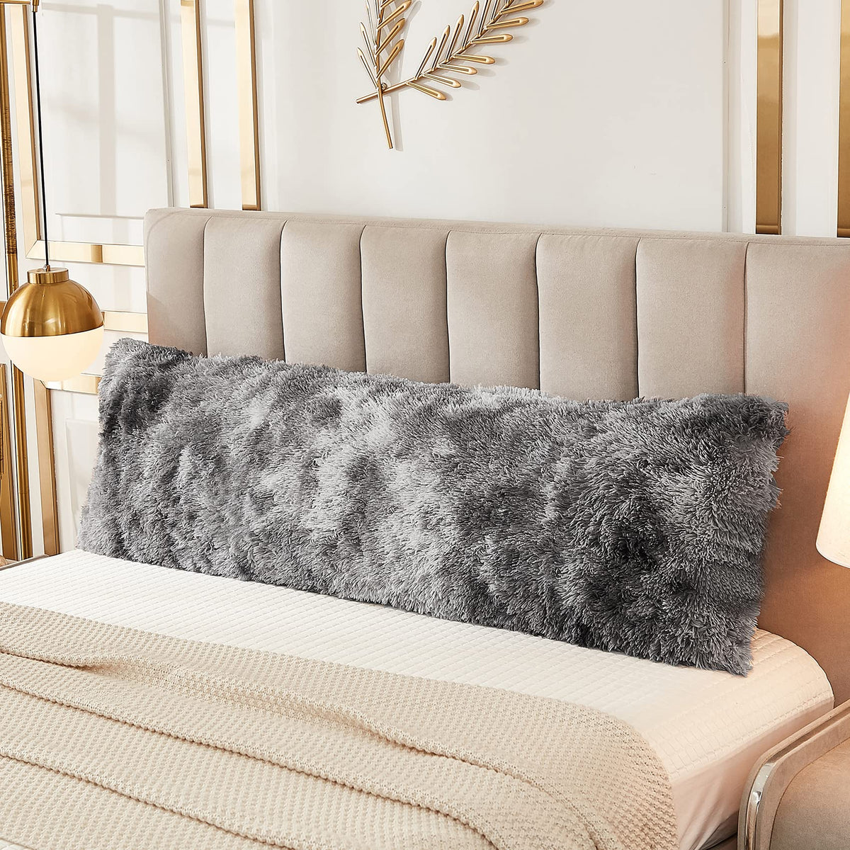 Jauxio Faux Fur Fluffy Body Pillow Cover Luxury Shaggy Plush Decorative Body Pillowcase, Ultra Soft And Cozy Zipper Closure 21 X