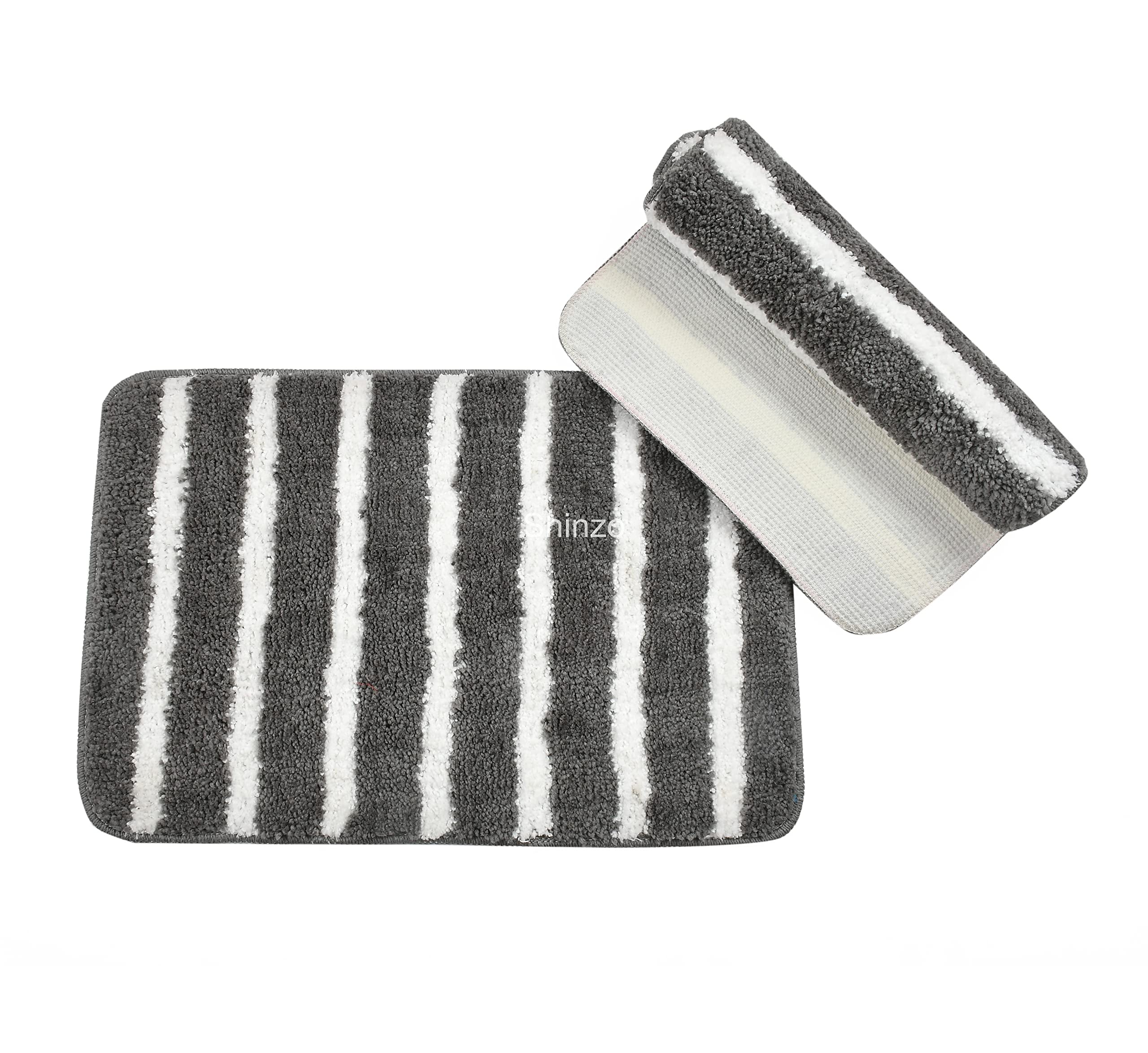 Shinzo Polyester Stripe Super Soft Micofiber Antiskid Modern Bath Mat Suitable for Home Bathroom Kitchen Living Indoor Outdoor i